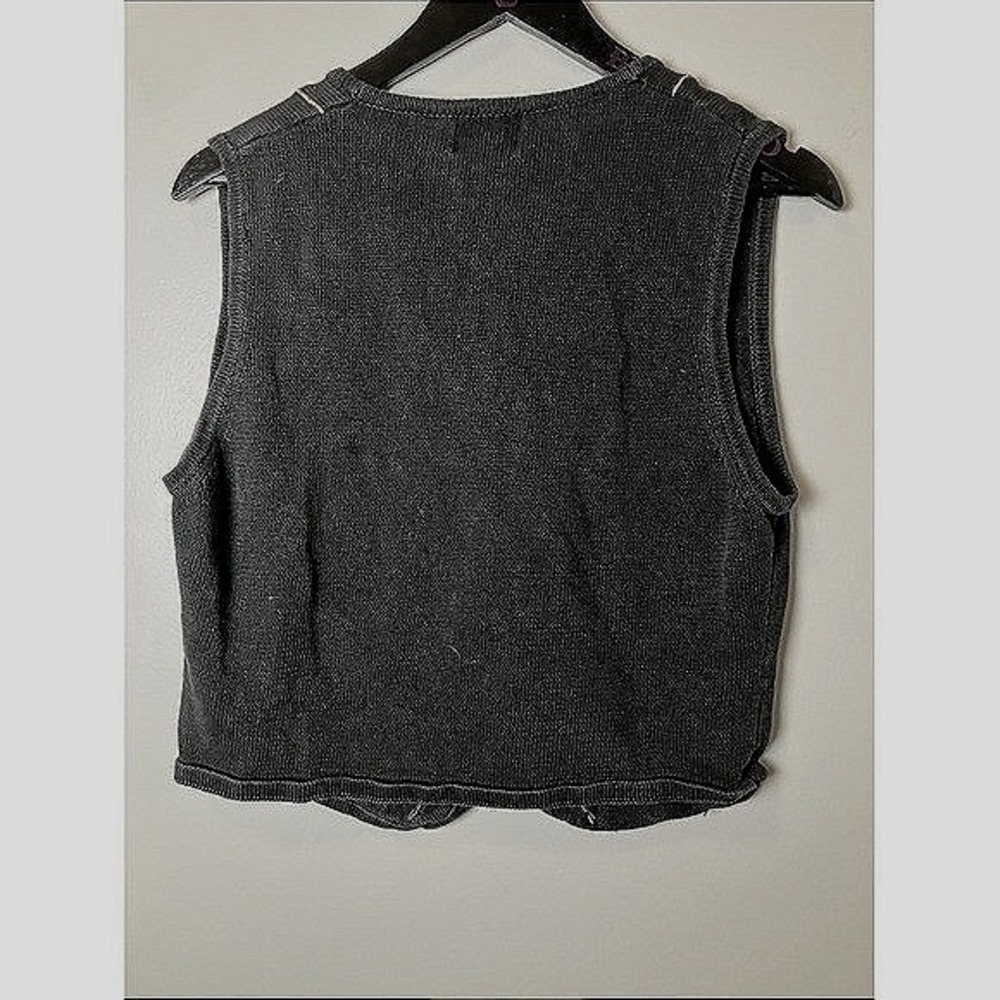 Vintage Leslie Fay Sportswear Embellished Ramie Sweater Vest Mediumβ Cottagecore - Picture 4 of 6